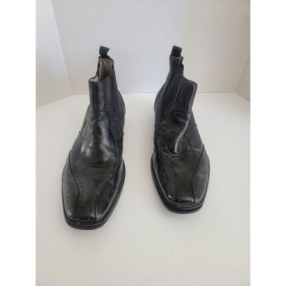 Stacy Adams Men's Black Leather Perforated Chelsea Boots Size 7 - Picture 1 of 7